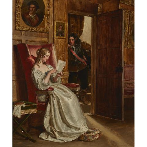 Appraisal: Charles Landseer - THE LOVE LETTER British Oil on canvas