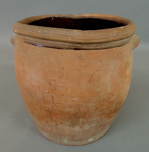 Appraisal: Pennsylvania unglazed redware crock th c h x dia