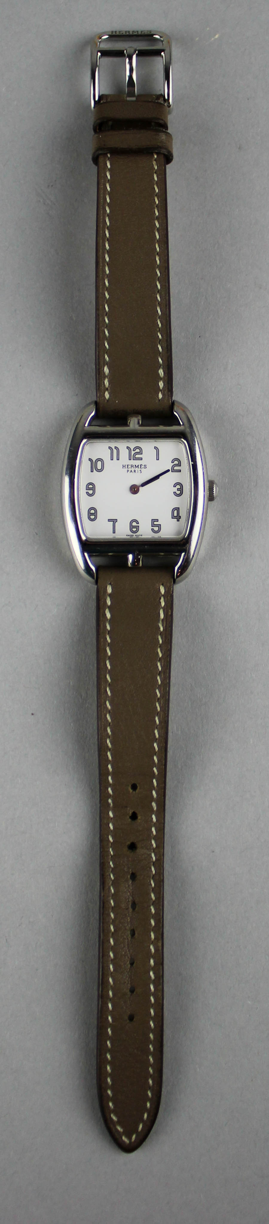 Appraisal: HERMES STAINLESS STEEL CAPE COD WATCH reverse with impressed Hermes