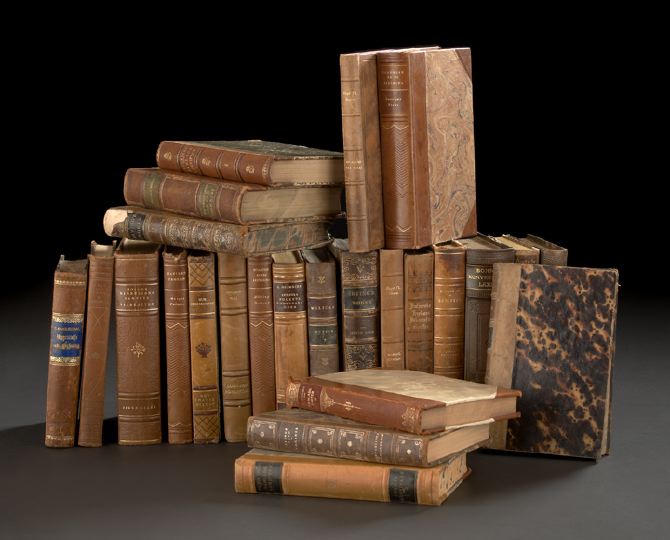 Appraisal: Lot of Twenty-Five Decorative Bindings most with gilt-tooled half-leather-bound marbled