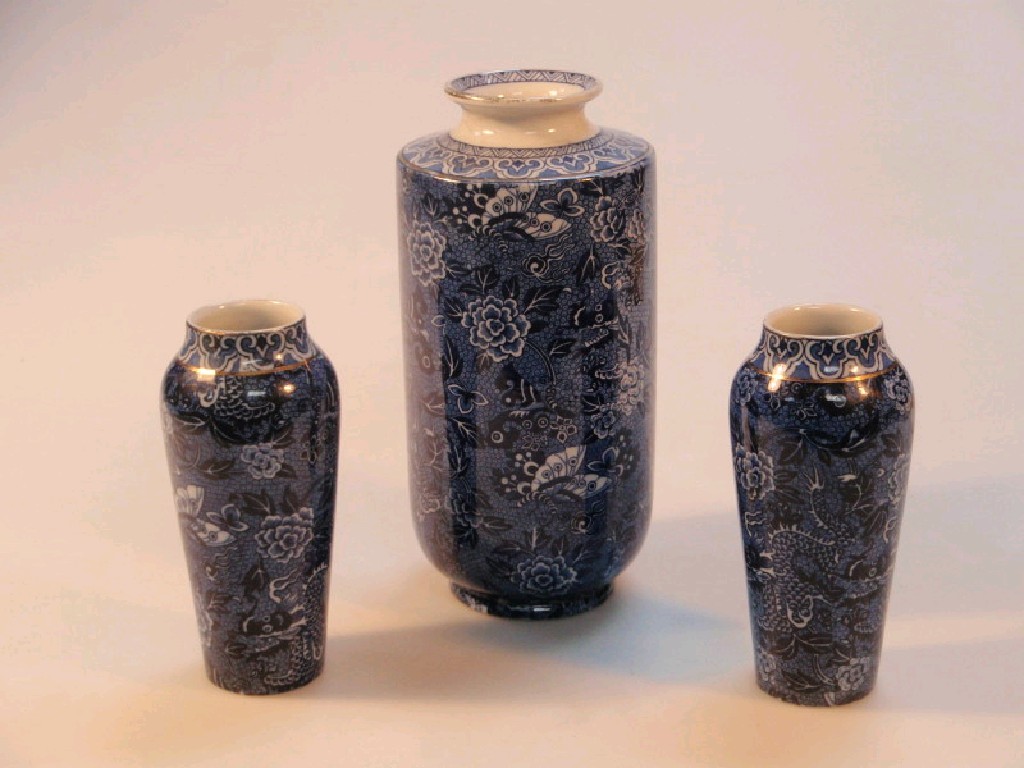 Appraisal: A Shelley pottery cylindrical vase printed overall in blue with