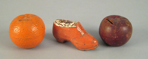 Appraisal: Three redware banks th c in the form of a