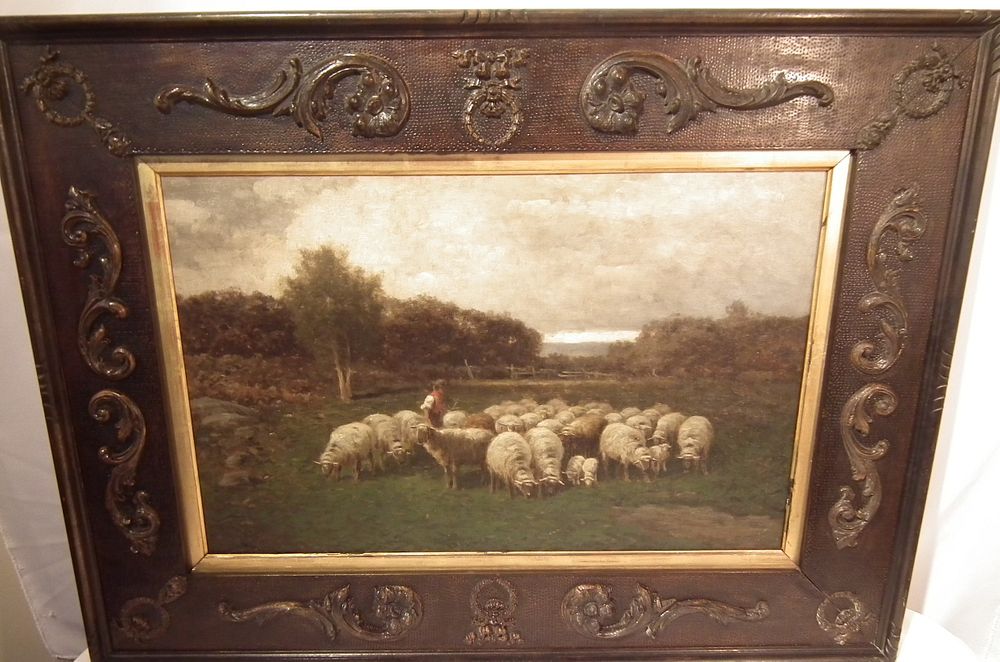 Appraisal: CHARLES PHELAN SHEEP PAINTING Victorian oil painting on canvas depicting