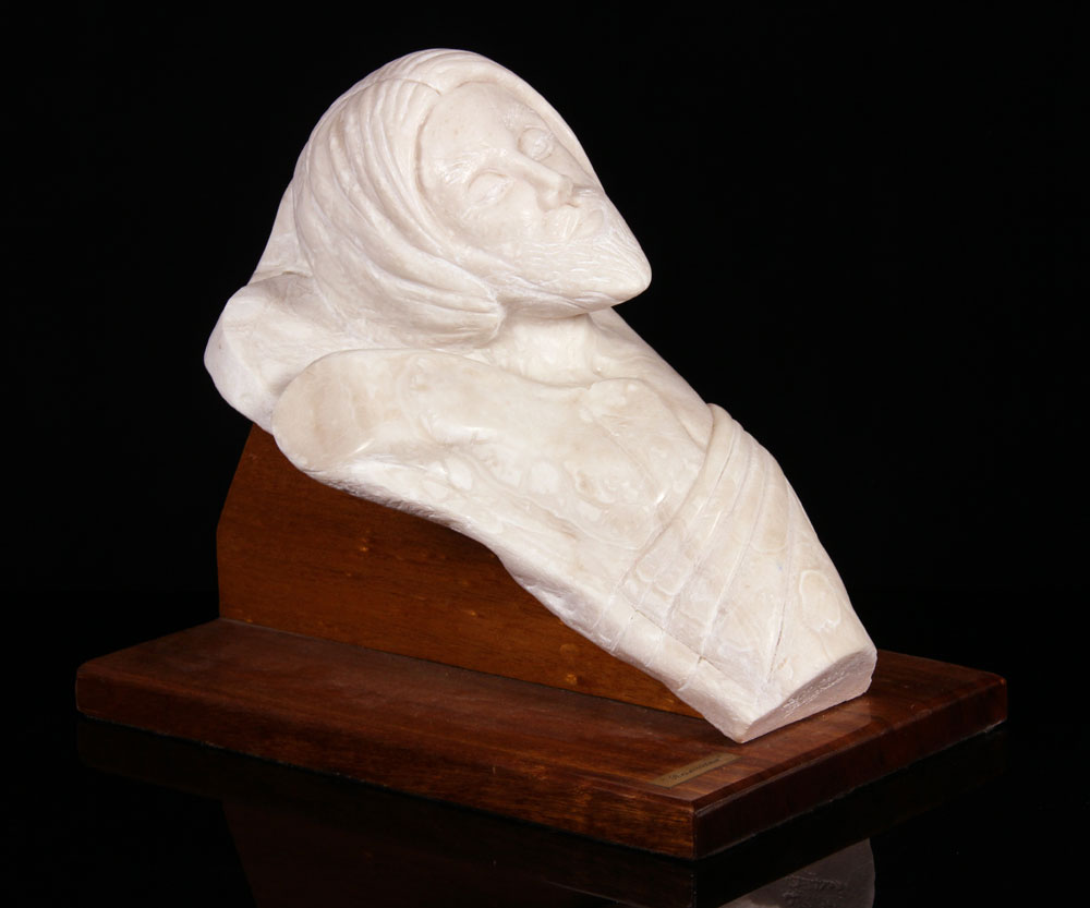 Appraisal: - Resurrection Marble Resurrection carved marble on wood base signed