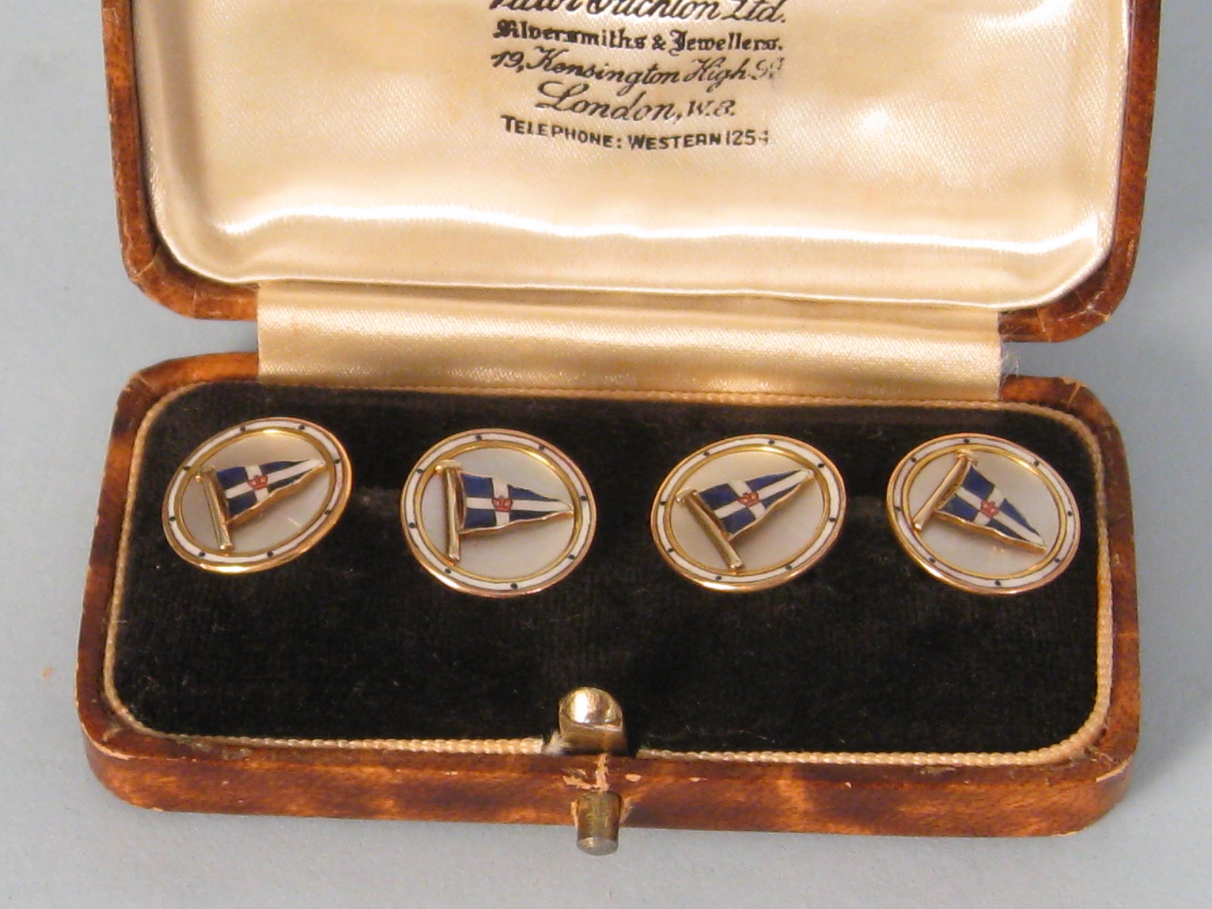 Appraisal: A pair of ct gold and enamel Cufflinks decorated blue