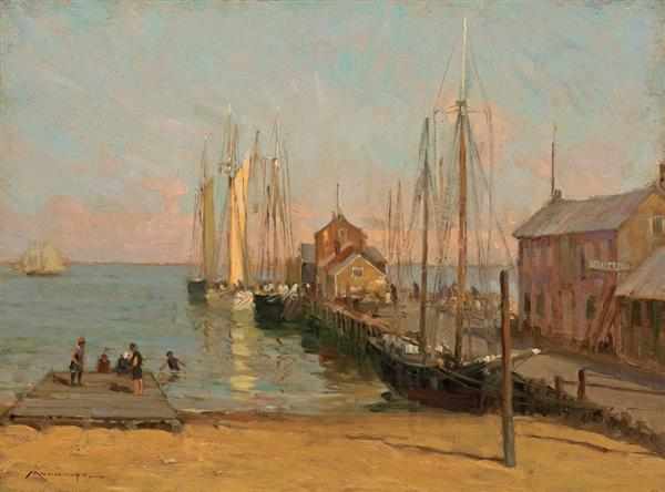 Appraisal: FREDERICK J MULHAUPT American - ''Old Central Wharf'' Provincetown Massachusetts