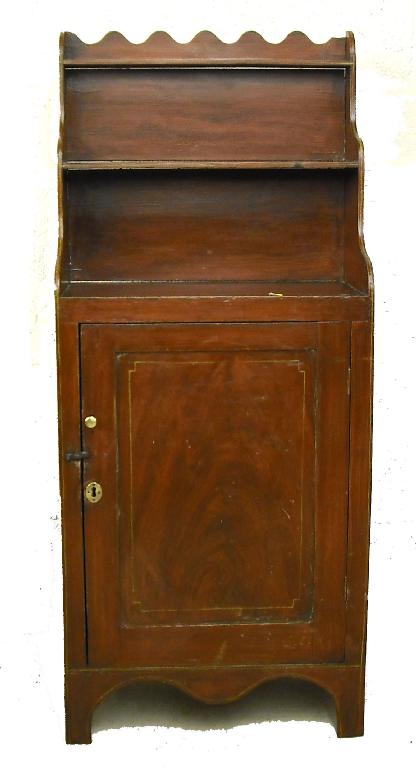 Appraisal: th century painted pine bookcase cabinet the wavy top over