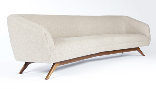 Appraisal: VLADIMIR KAGAN Sofa in ivory boucle upholstery x x