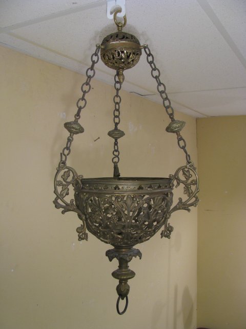 Appraisal: Extremely heavy ornately decorated fixture with floral and leaves Measures