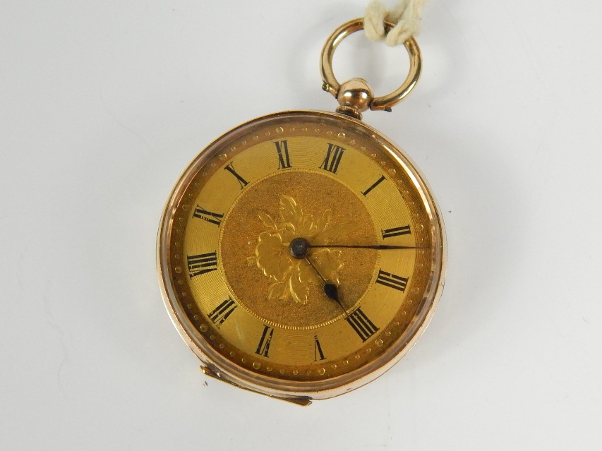 Appraisal: A lady's late thC yellow metal cased pocket watch key