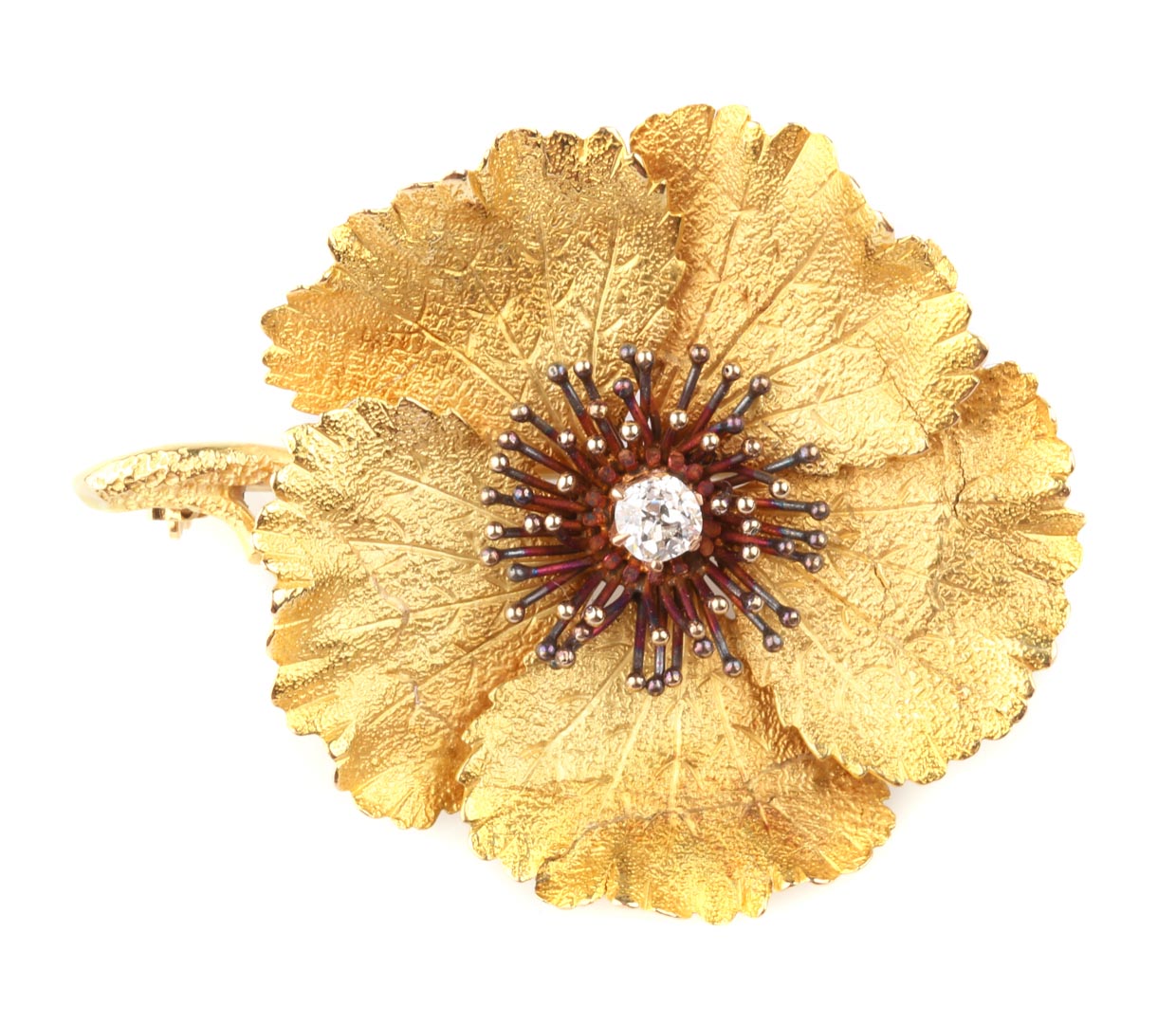 Appraisal: A Lady's Flower Brooch with Diamond K brooch shaped as