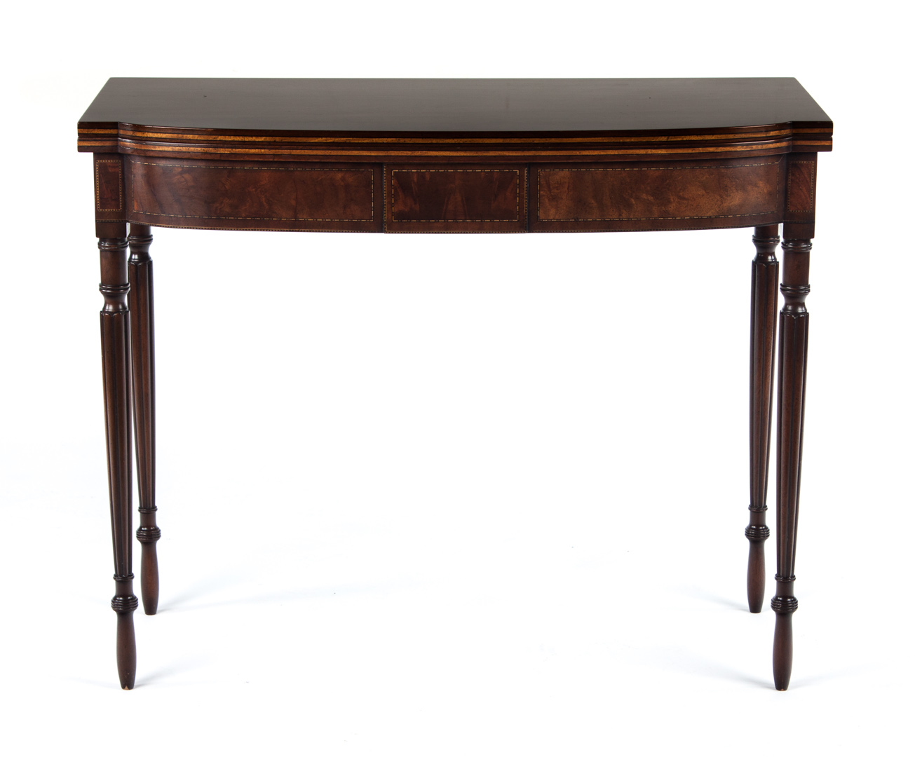 Appraisal: Kittinger inlaid mahogany games table Massachusetts Federal style flip top