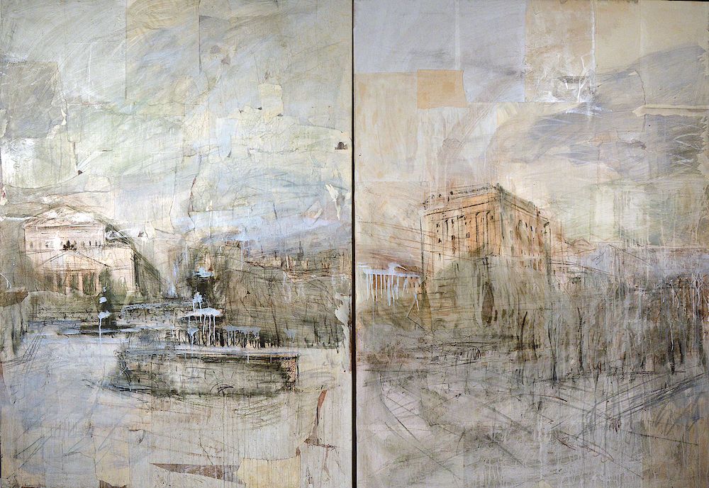 Appraisal: Valerie Koshliakov Koshlykova b Bolshoi Theatre mixed media canvas Diptych