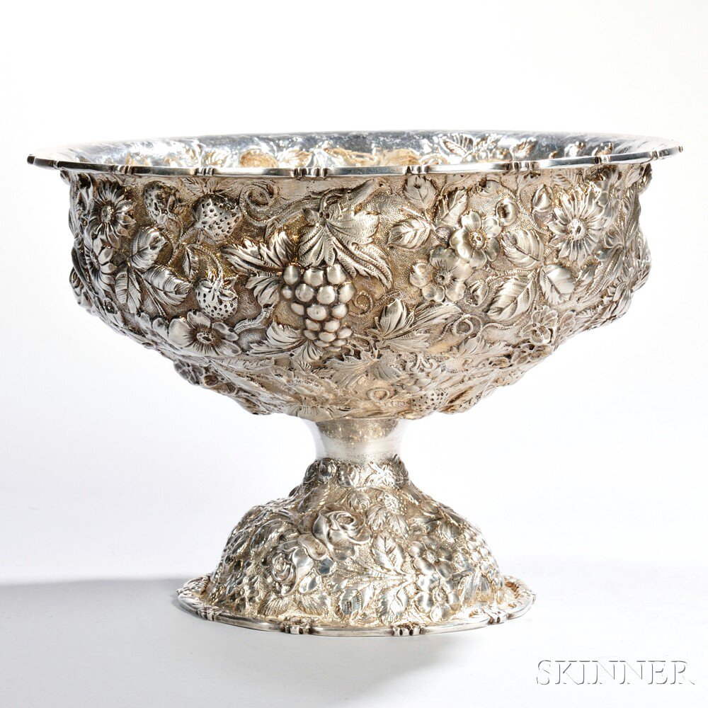 Appraisal: American Repousse-decorated Sterling Silver Center Bowl probably Baltimore early th