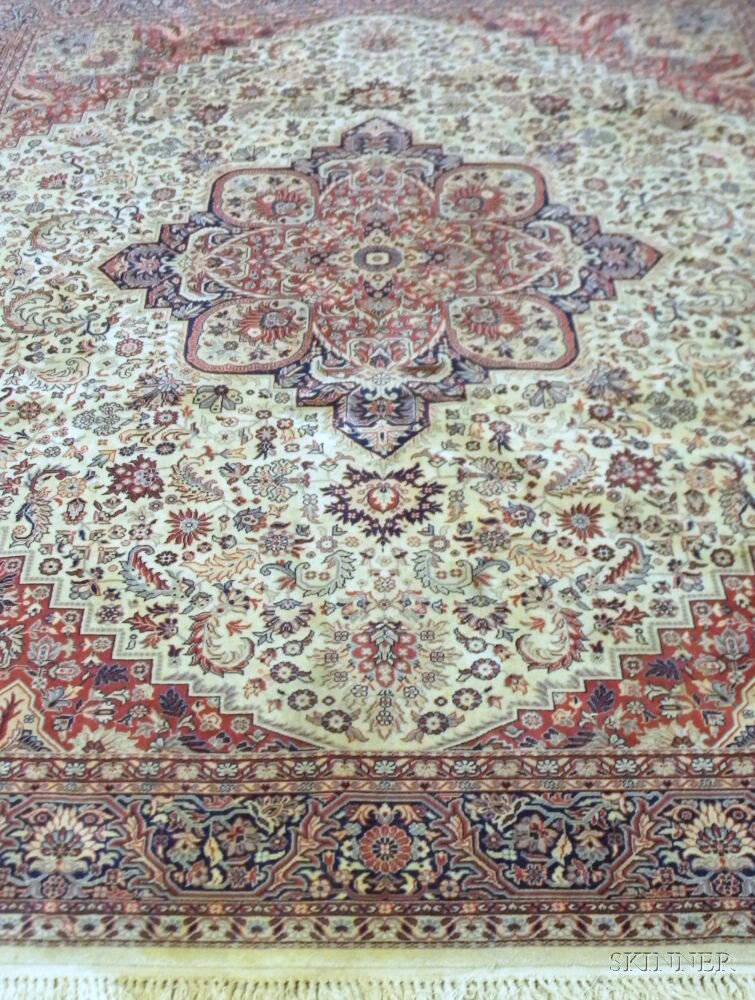 Appraisal: Contemporary Persian Design Carpet possibly Europe the midnight blue and