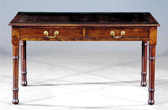 Appraisal: English mahogany and leather-top library table early th century rectangular