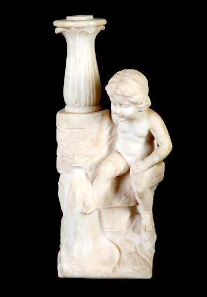 Appraisal: An Italian alabaster figural lamp inscribed indistinctly not electrified height