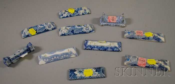 Appraisal: Ten English Blue and White Transfer-decorated Staffordshire Knife Rests including