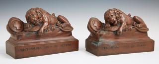 Appraisal: Pair of Lion of Lucerne Bronze Clad Bookends earl Pair