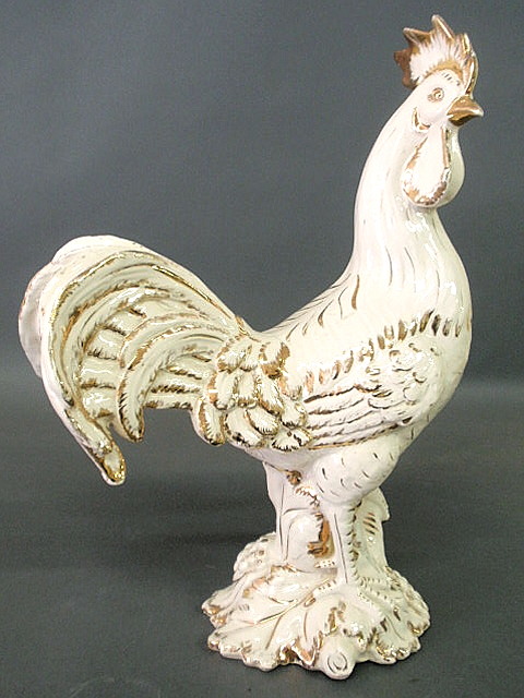 Appraisal: Large Staffordshire white rooster with gilt decoration late th c