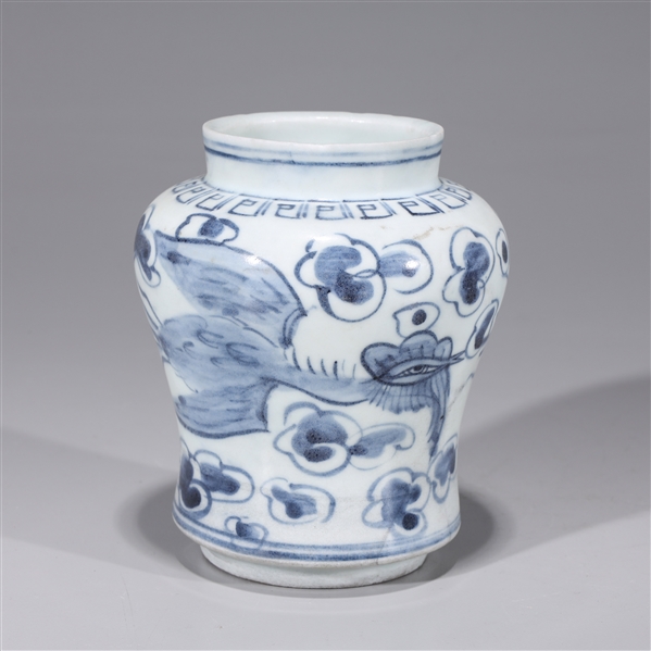 Appraisal: Korean blue and white porcelain phoenix jar with phoenix birds