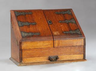 Appraisal: English Carved Oak Stationary Box c with i English Carved