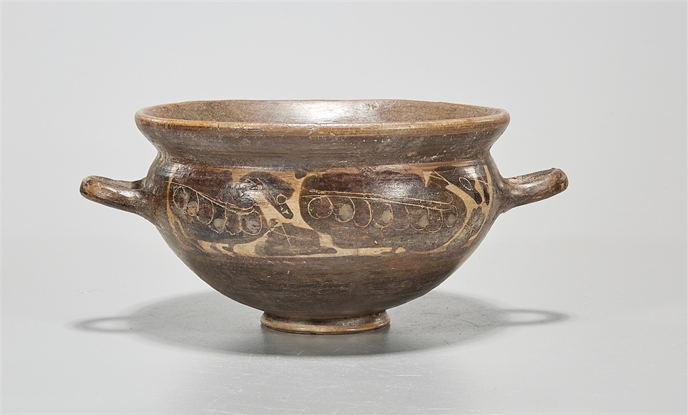 Appraisal: Etrusco-Corinthian handled bowl with painted ducks c th Century BC