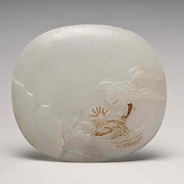 Appraisal: Highly Translucent Chinese White Jade Plaque Chinese A thinly carved