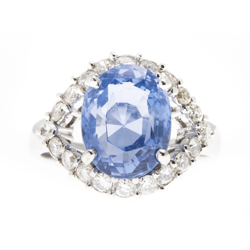 Appraisal: A sapphire and diamond set ring claw set with an