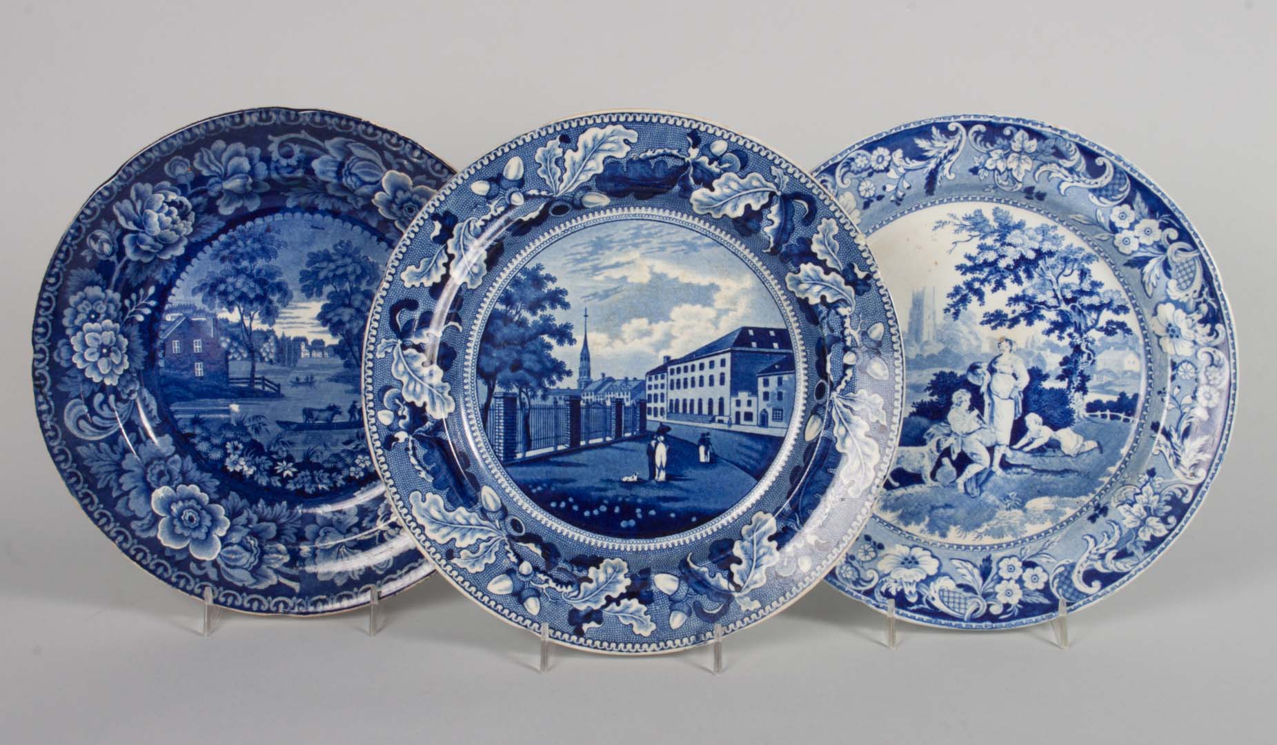 Appraisal: Three Staffordshire blue transferware plates first quarter- th century including