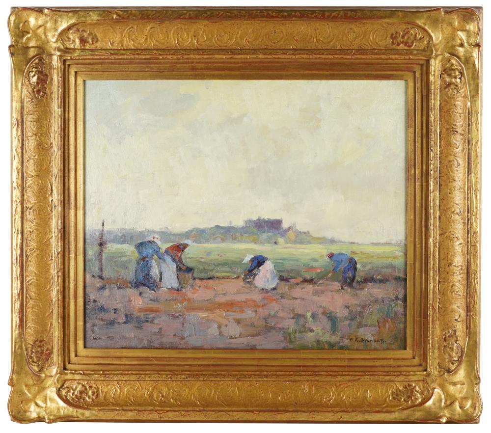 Appraisal: GEORGE K BRANDRIFF - BRITTANY POTATO FARMERS oil on canvas