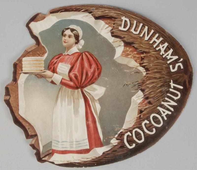 Appraisal: Cardboard Dunham's Cocoanut Maid Die Cut Sign Description Beautiful image