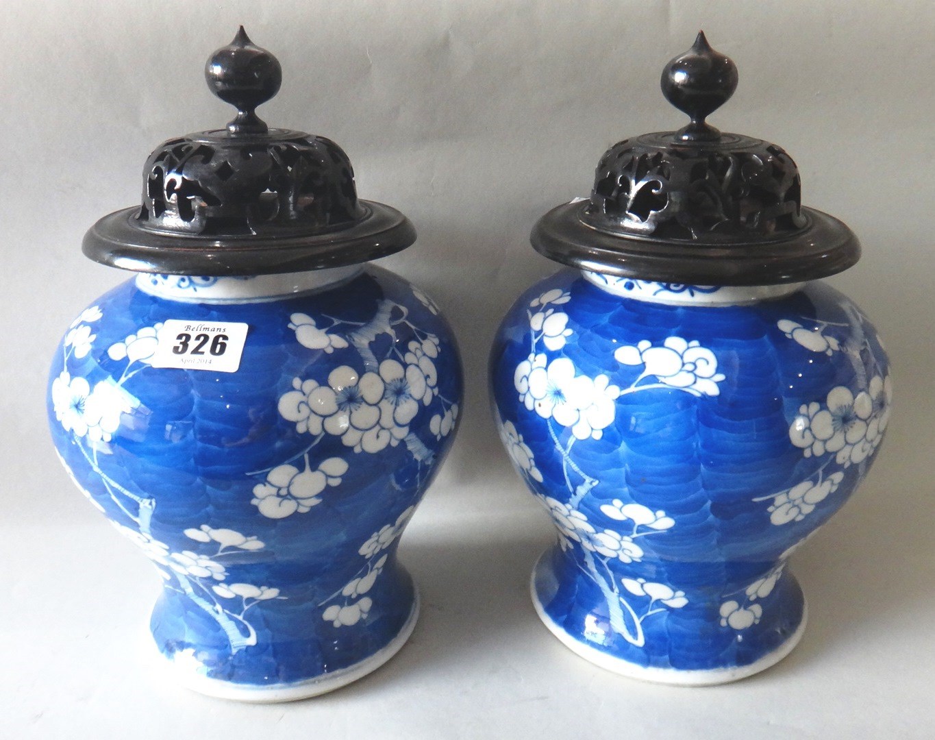 Appraisal: A pair of Chinese blue and white vases late th