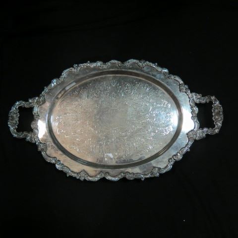 Appraisal: Silverplate Serving Tray oval footed and handled