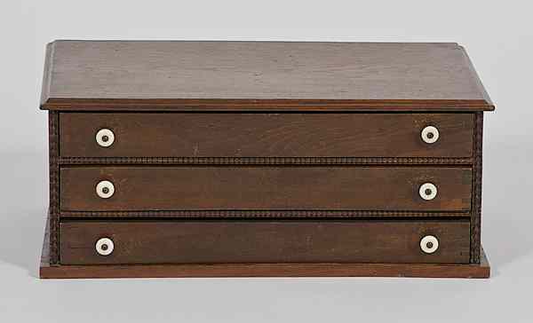 Appraisal: Oak Spool Cabinet American th century A three-drawer oak spool