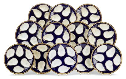 Appraisal: Set of twelve Mintons porcelain cobalt porcelain oyster p lates