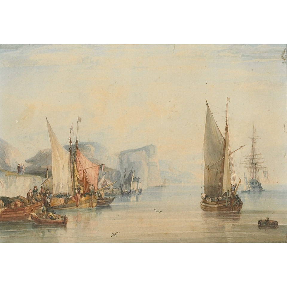 Appraisal: Samuel Owen - British FLEET OF SHIPS IN A CALM