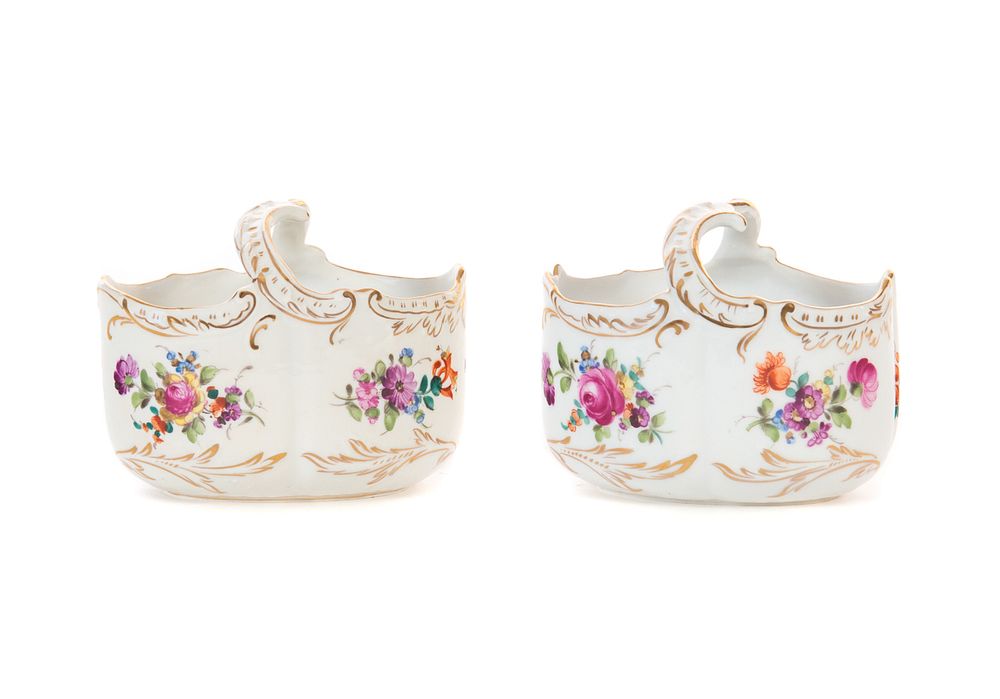 Appraisal: Pair Dresden Porcelain Baskets Pair Dresden Porcelain Baskets