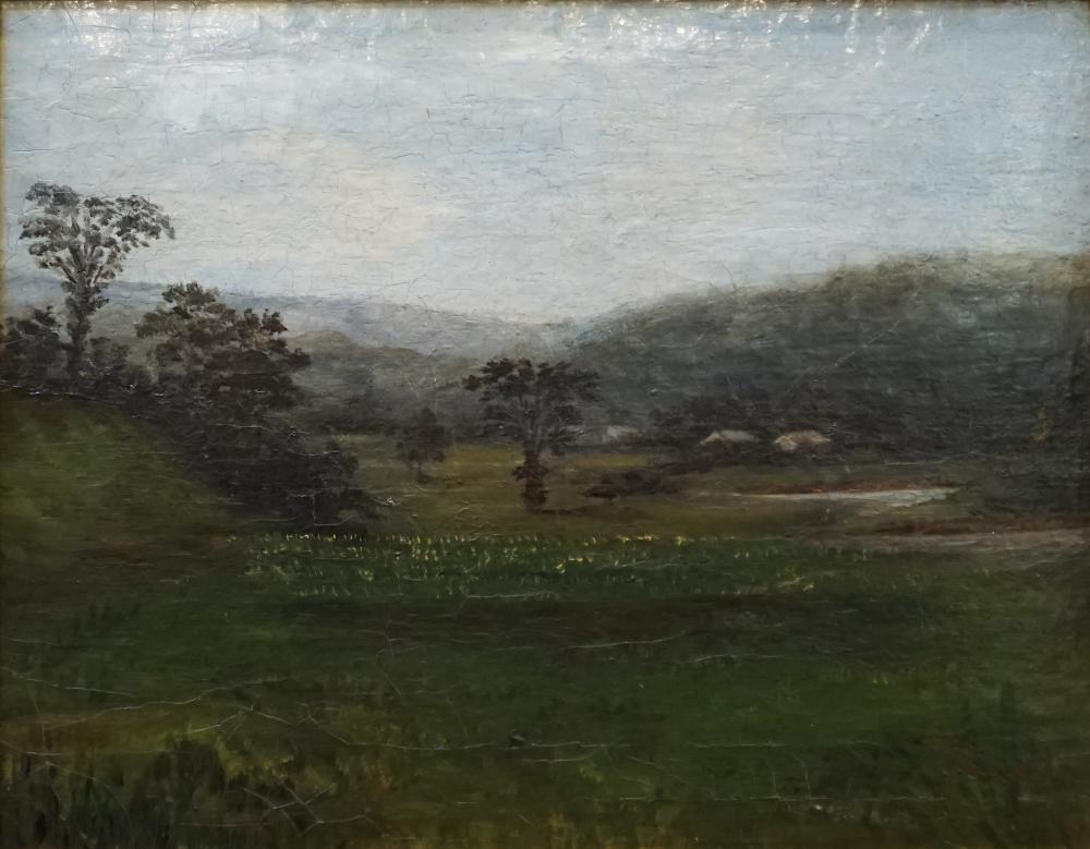 Appraisal: American School Late th-Early th Century Bucolic Landscape Oil on