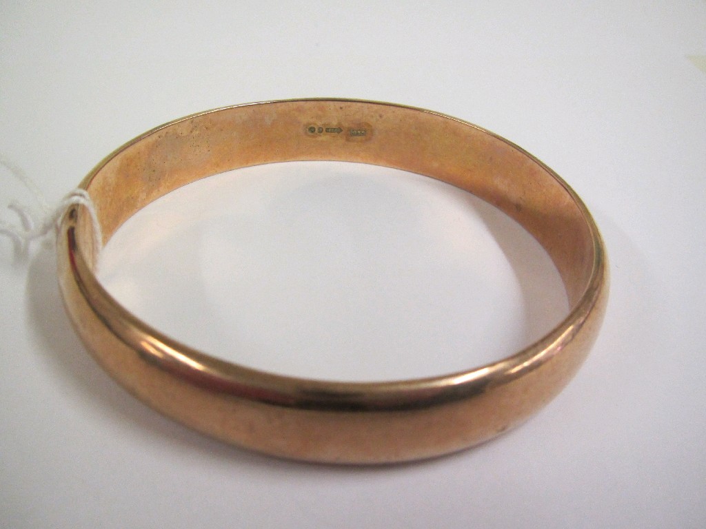 Appraisal: Nine carat rose gold bangle Approximately gms