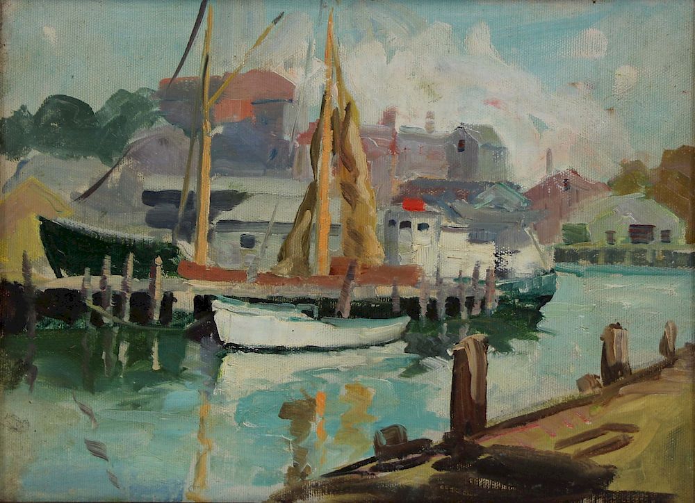 Appraisal: EDGAR MALIN CRAVEN AMERICAN - Oil on Board Port Scene