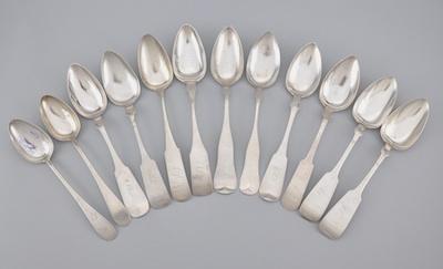 Appraisal: A Collection of Coin Silver Soup Spoons Consisting of twelve