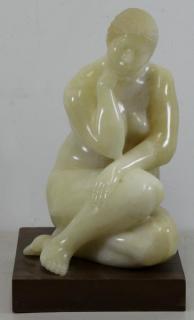 Appraisal: CASTANEDA Felipe White Onyx Seated Female Nude Signed and dated