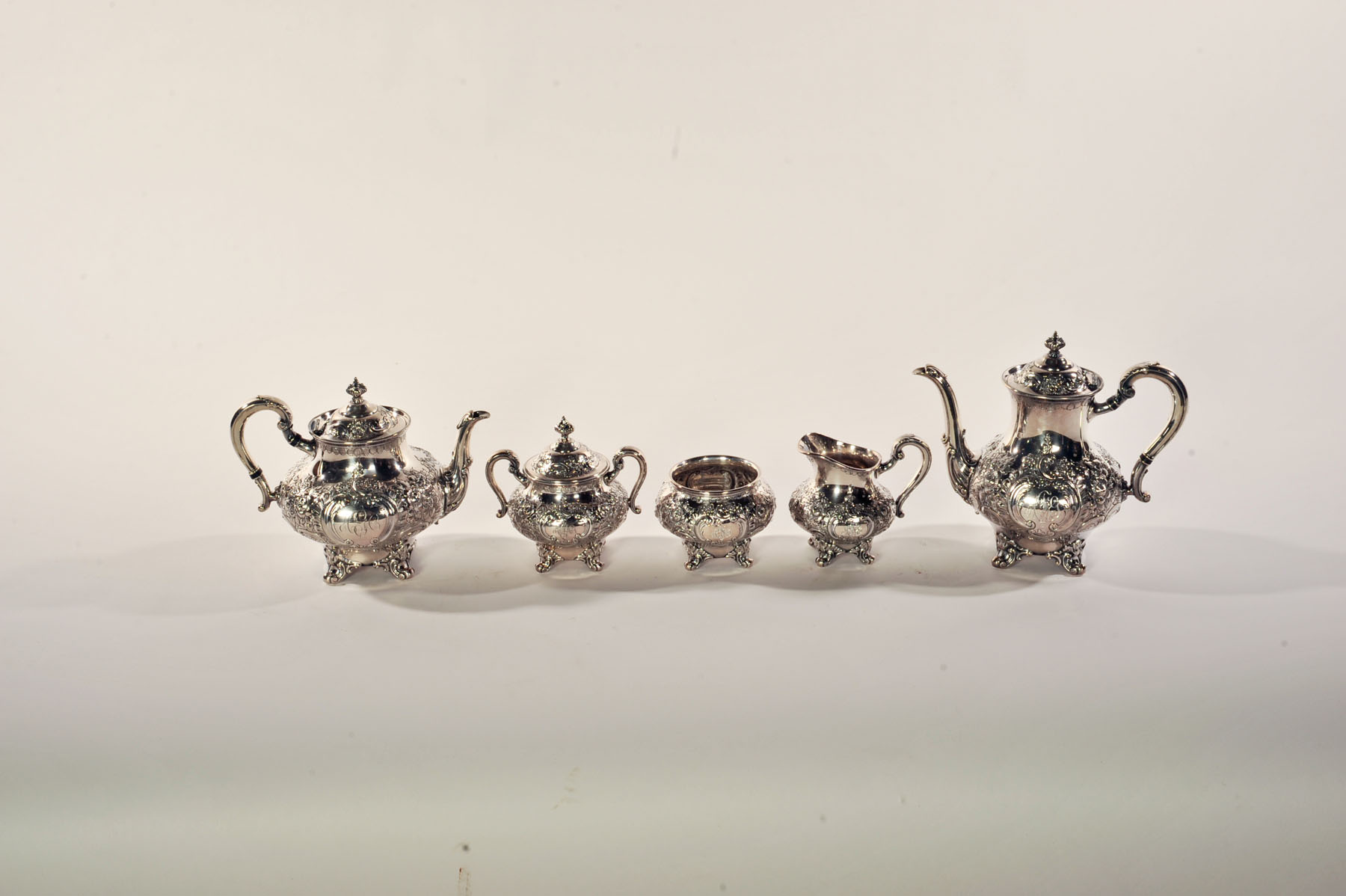 Appraisal: SILVER PLATED TEA SET American rd quarter- th century Monogrammed