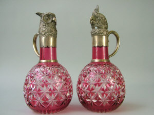 Appraisal: A Russian silver mounted ruby glass decanter St Petersburg late