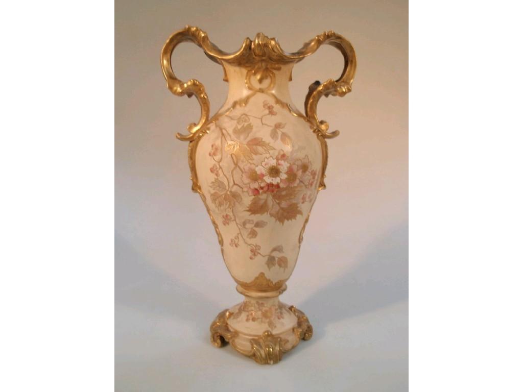 Appraisal: A Royal Bonn large two-handled vase the shaped body painted