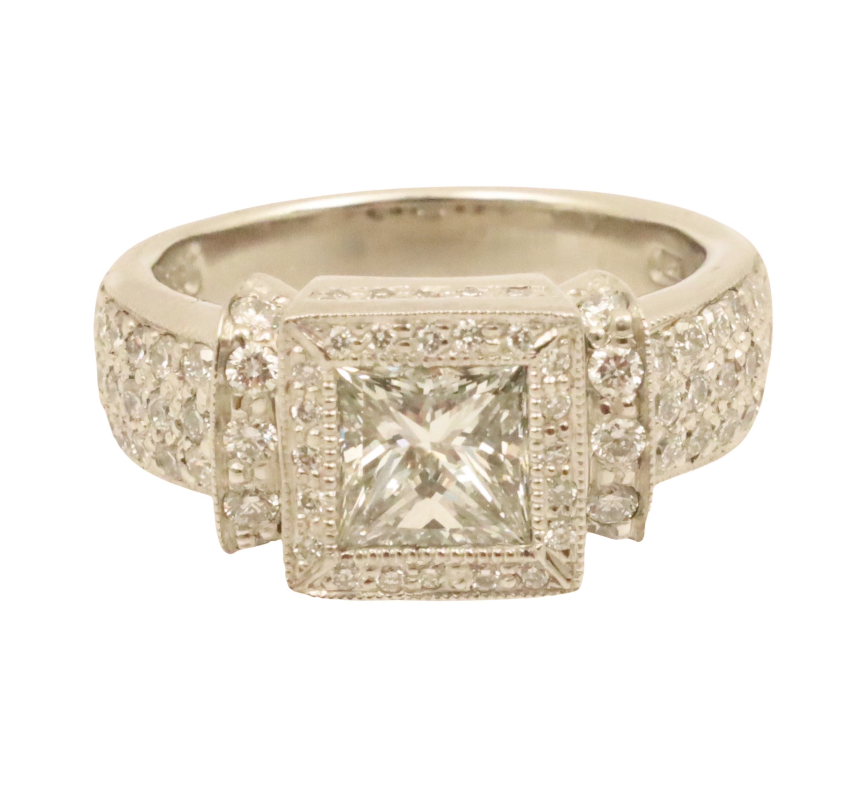 Appraisal: Platinum Diamond Lady's Ring having carat center stone square modified