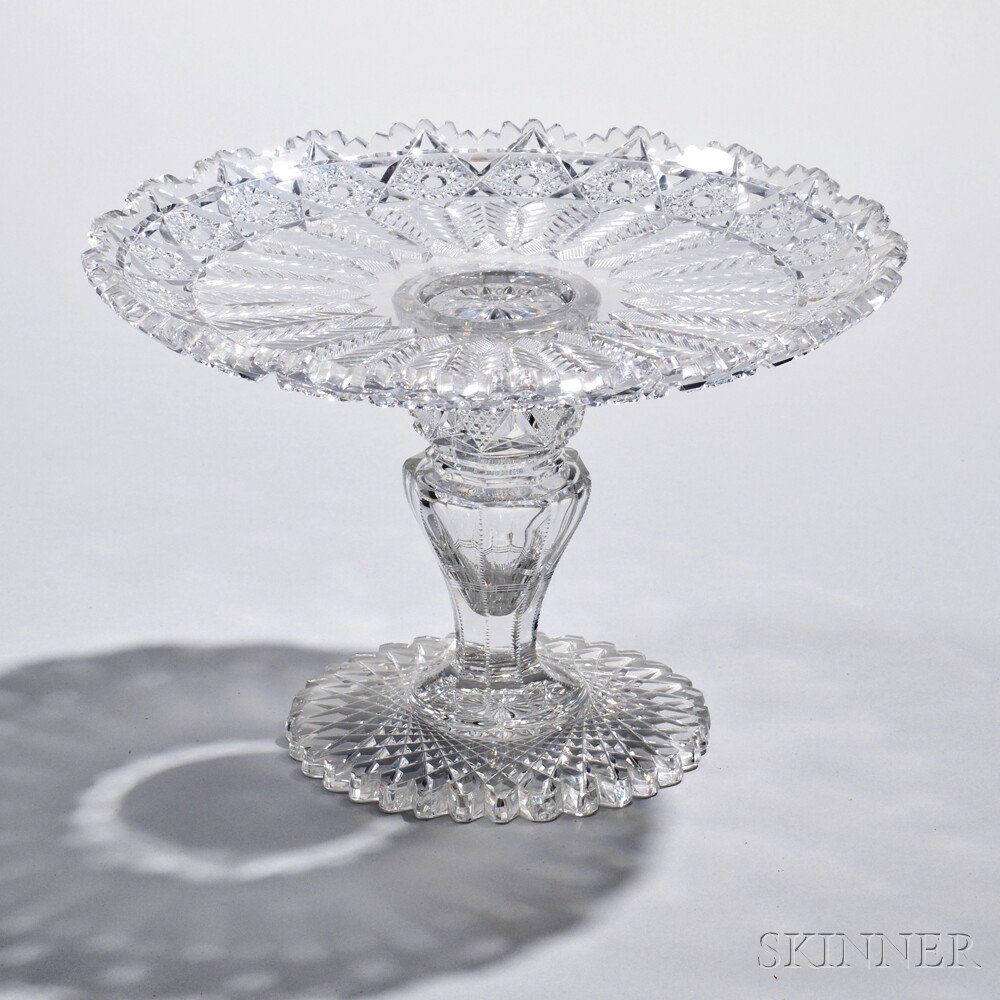 Appraisal: American Brilliant-cut Glass Compote late th early th century two