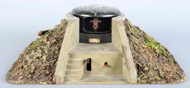 Appraisal: Lineol Artillery Bunker with Raising Cannon The cap firing mechanism