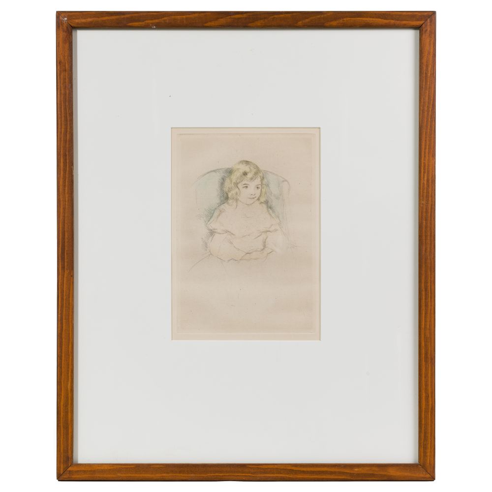 Appraisal: MARY CASSATT AMERICAN - SARA SMILING COLOR DRYPOINTCirca printed by